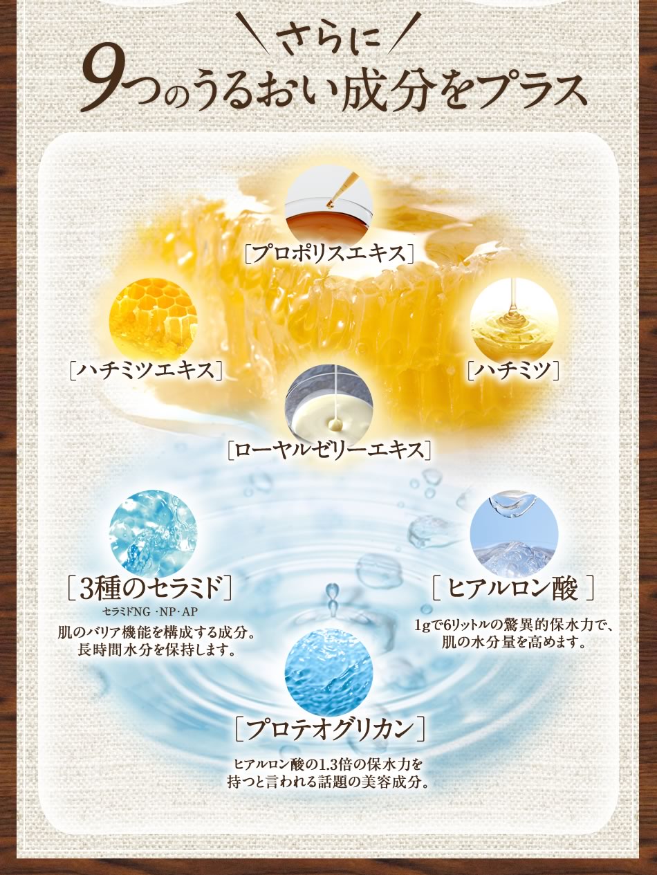 さらに9つのうるおい成分をプラス